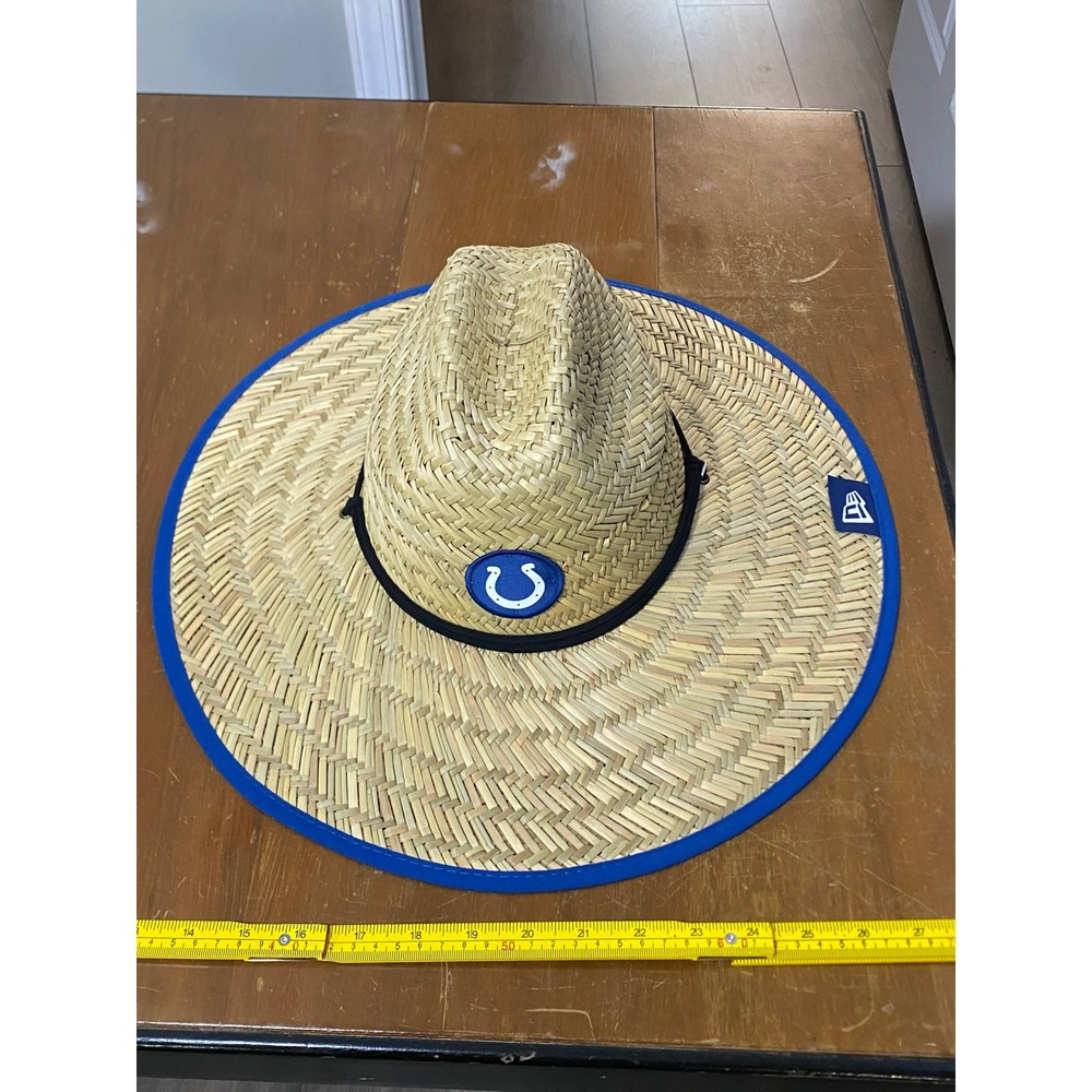 NWT Era Indianapolis Colts Straw Hat Mens OSFM Natural Blue New NFL Sun Hat